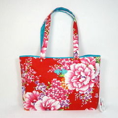 臺灣花布滾邊大肩袋